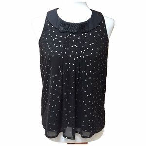 LC Lauren Conrad Black w/Silver Dots Halter Top